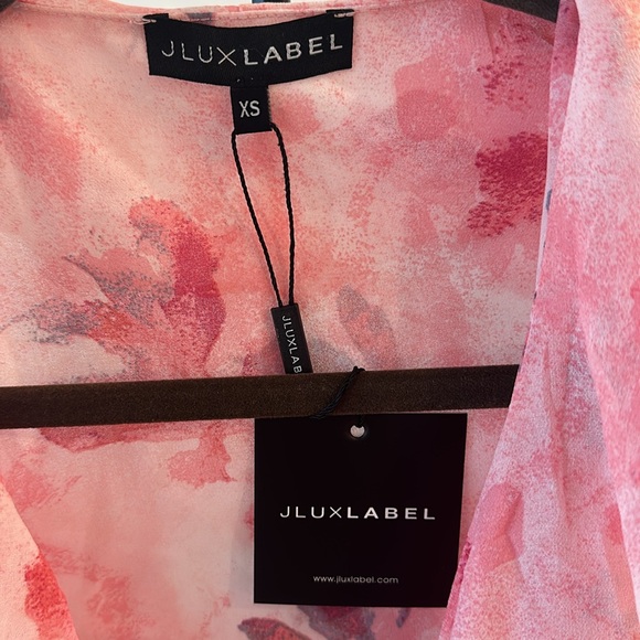 JLUXLABEL Pink Floral Yvanna Ruffle Top - Picture 3 of 3